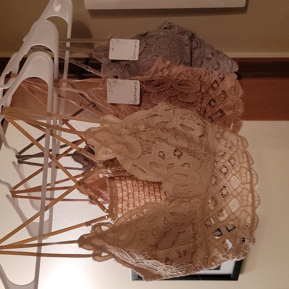 3 bralettes, cream, rose and gray. 2 with tags but none have been worn before.